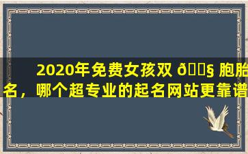 2020年免费女孩双 🐧 胞胎名，哪个超专业的起名网站更靠谱